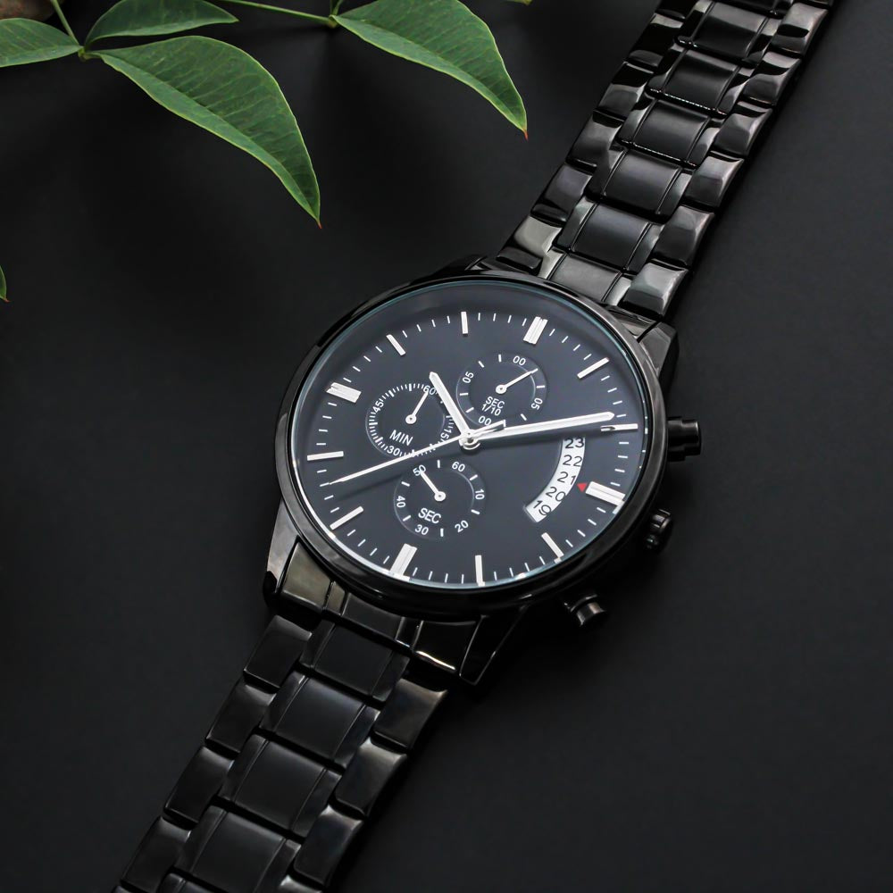 To My Man - Customizable Engraved Black Chronograph Watch