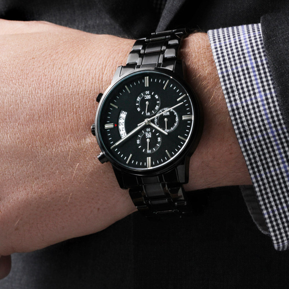 To My Man - Customizable Engraved Black Chronograph Watch