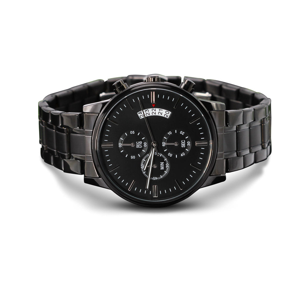 To My Man - Customizable Engraved Black Chronograph Watch