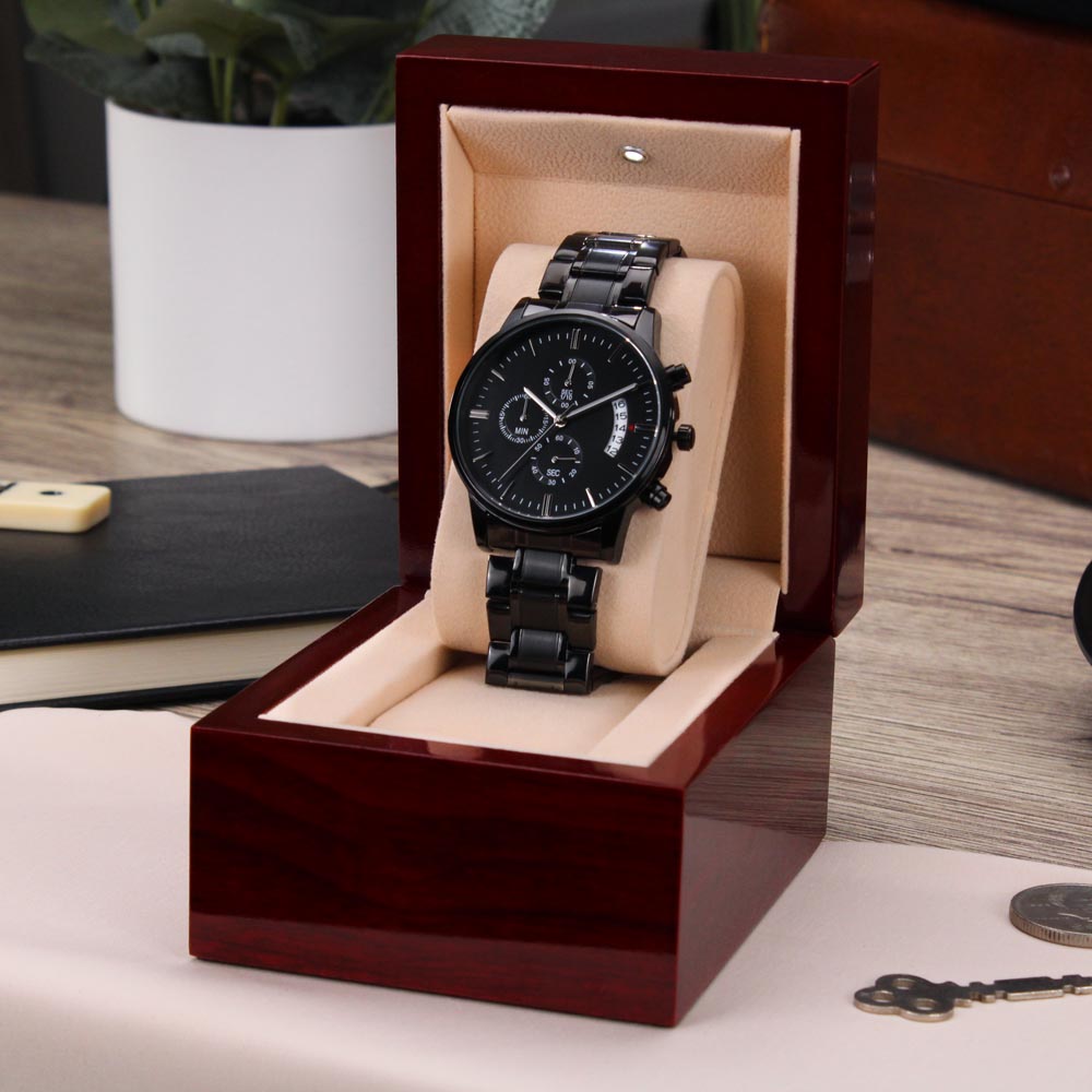 To My Man - Customizable Engraved Black Chronograph Watch